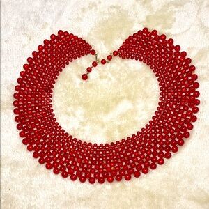 Vintage Elegant Red Beaded Necklace